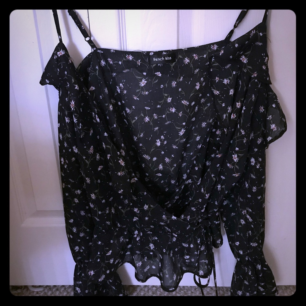 Black Blouse with flowered with pinky ones